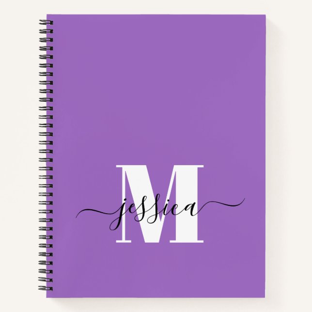 Purple and White Personalised Monogram Notebook (Front)