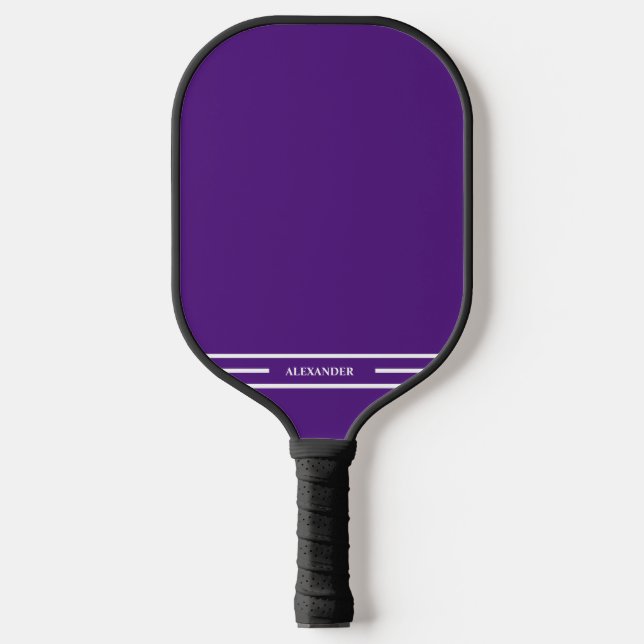 Purple and White Pickleball Paddle with Name (Front)