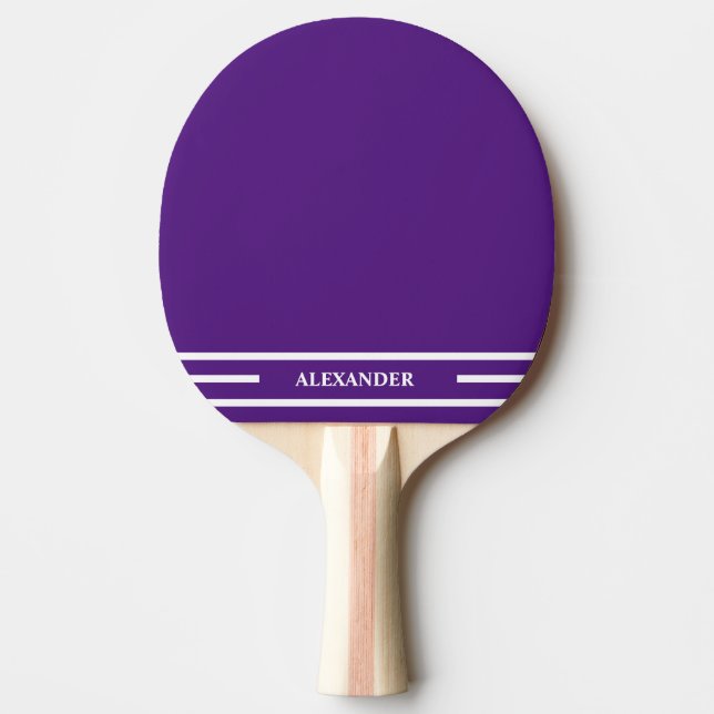 Purple and White Ping Pong Paddle with Name