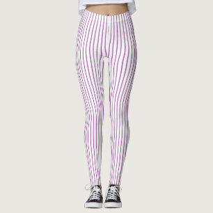 Purple and White Pinstripe Leggings