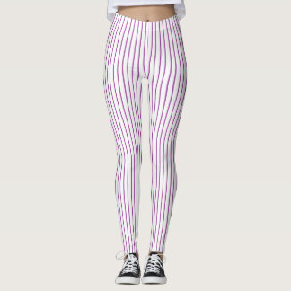 Purple and White Pinstripe Leggings