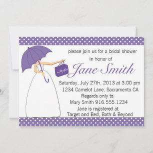 Purple and White Polka Dot Bridal Shower Invitation
