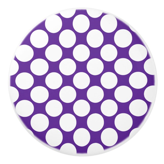 Purple and white Polka dot Ceramic Knob (Front)