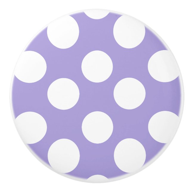 Purple and White Polka Dot Furniture Knob (Front)