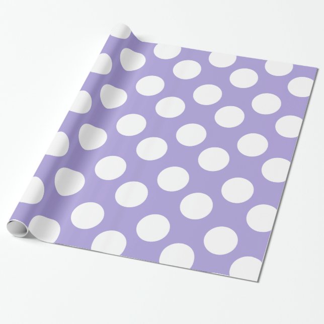Purple and White Polka Dot Gift Wrapping Paper (Unrolled)