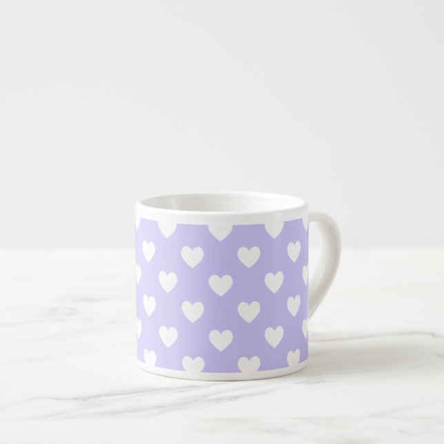 Purple and White Polka Dot Hearts Espresso Cup (Front Right)