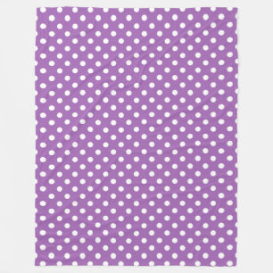 Purple And White Polka Dot Pattern Fleece Blanket