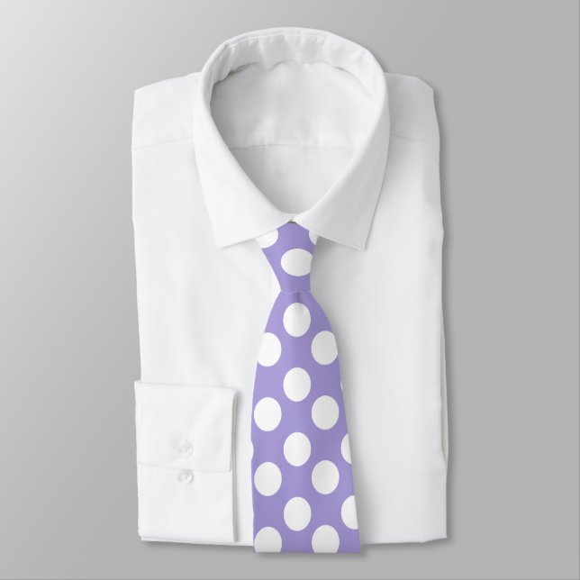 Purple and White Polka Dot Tie (Tied)