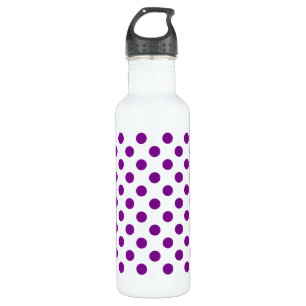 Purple and white polka dots 710 ml water bottle