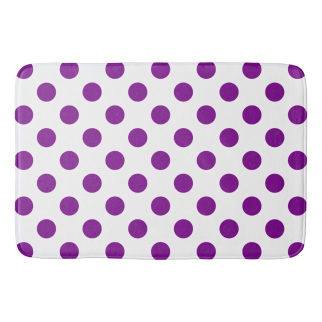 Purple and white polka dots bath mat (Front)