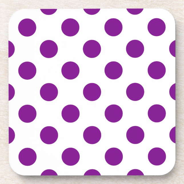 Purple and white polka dots coaster (Front)