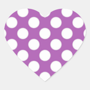 Purple and White Polka Dots Heart Sticker