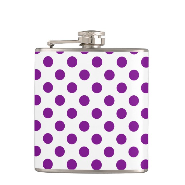 Purple and white polka dots hip flask (Front)