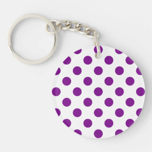 Purple and white polka dots key ring