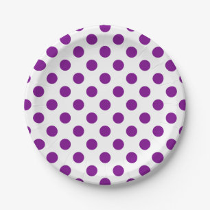Purple and white polka dots paper plate