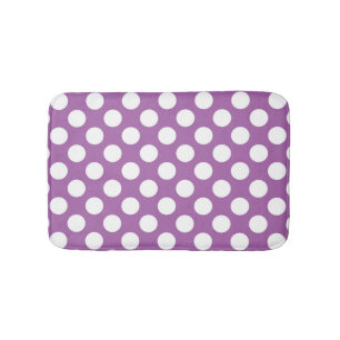 Purple and white polka dots pattern bath mat