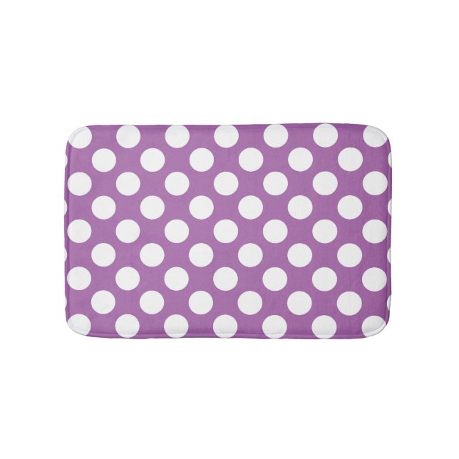 Purple and white polka dots pattern bath mat (Front)