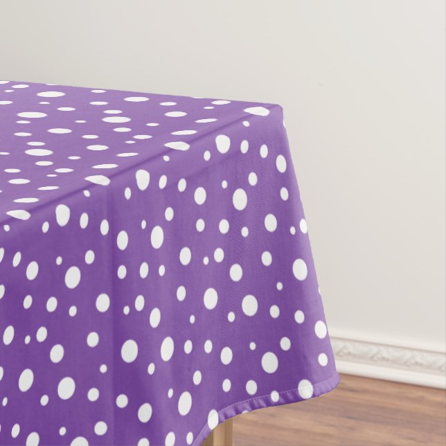 Purple and White Polka Dots Tablecloth (In Situ)
