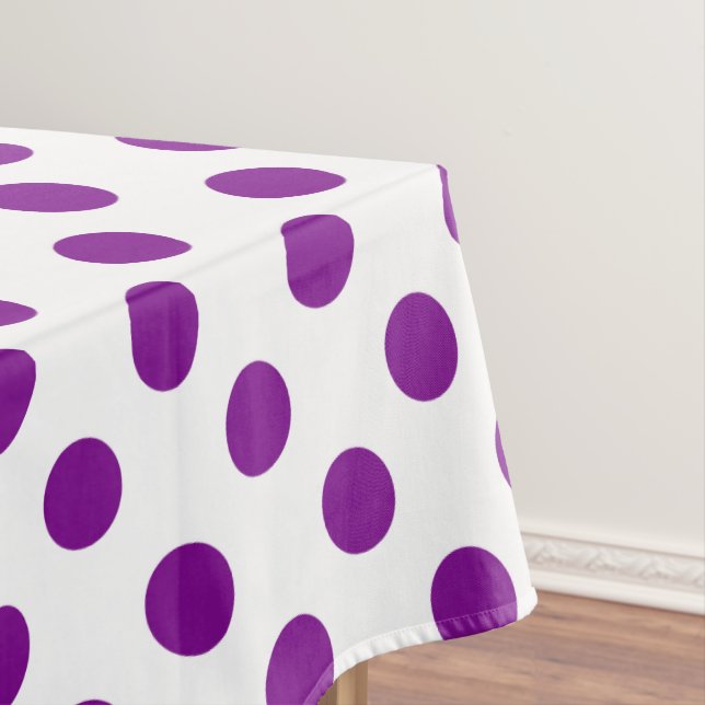 Purple and white polka dots tablecloth (In Situ)