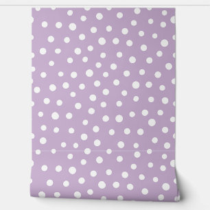 Purple and white polka dots wallpaper