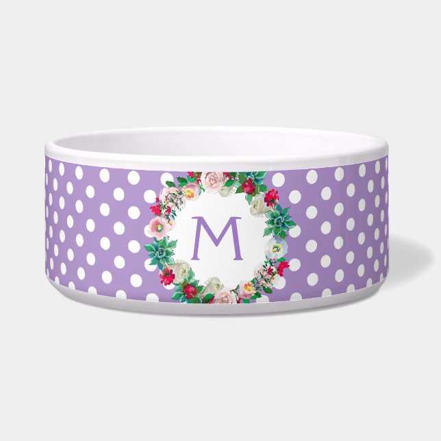 Purple and White Polka Dots with Monogram Pet (Front)