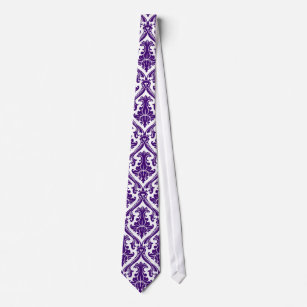 Purple And White Retro Damasks Pattern Shading Tie
