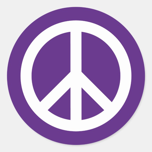 Purple and white round peace sign stickers (Front)