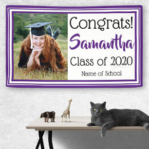 Purple and White School Colors Photo Banner