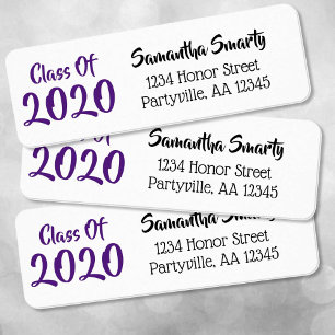 Purple and White School Colours Class Year Address Return Address Label