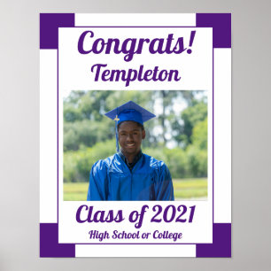 Purple and White School Colours Graduation Poster
