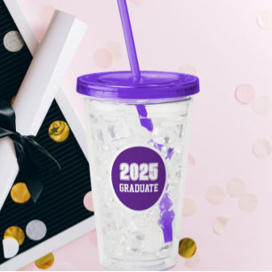Purple and White School Colours Graduation Year Acrylic Tumbler