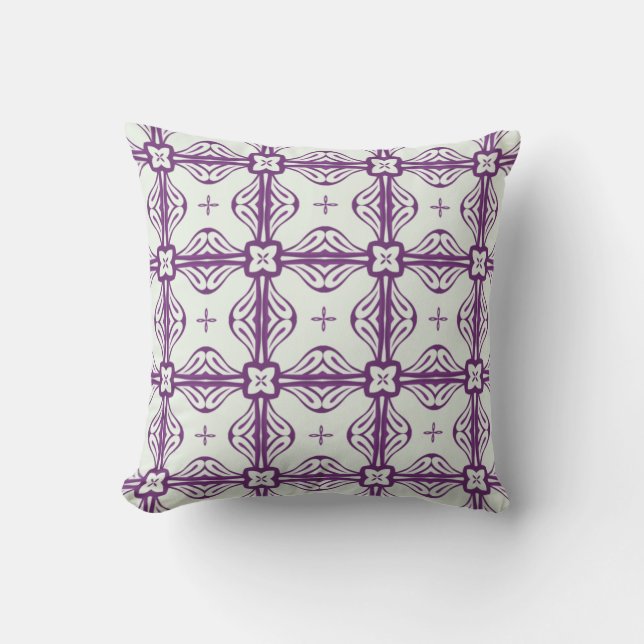 Purple and White Seamless Pattern Cushion (Front)