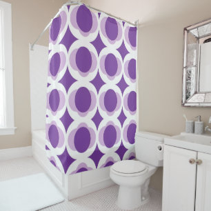 Purple and White Shower Curtain
