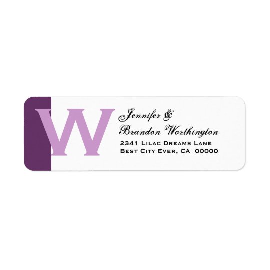 Purple and White - Simple and Elegant Personalised Return Address Label