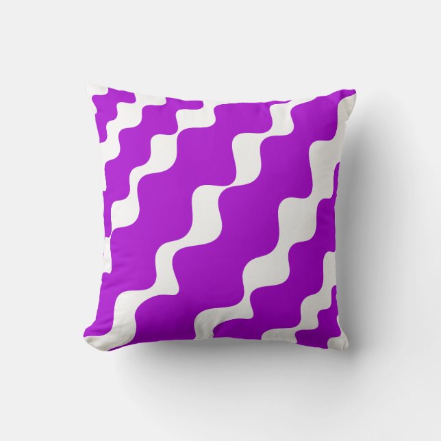 Purple and white slanting waves pattern  cushion (Front)