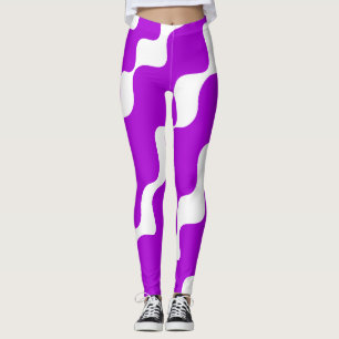 Purple and white slanting waves pattern  leggings