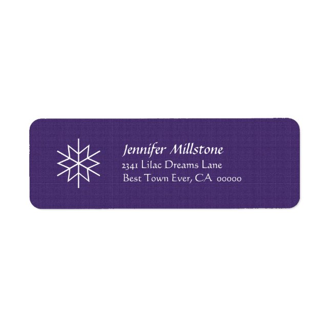 Purple and White Snowflake Address Label Return Address Label (Front)