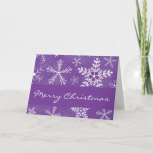 Purple and White Snowflake Pattern Christmas Xmas Holiday Card