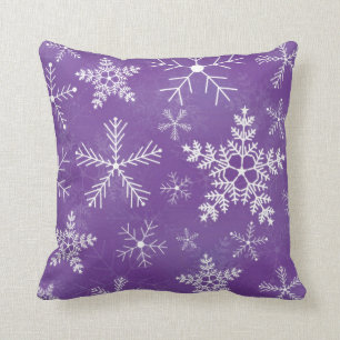 Purple and White Snowflake Pattern Cushion