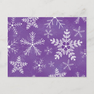 Purple and White Snowflake Pattern Postcard