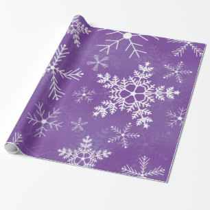 Purple and White Snowflake Pattern Wrapping Paper
