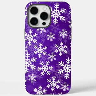Purple and White Snowflakes iPhone 16 Pro Max Case