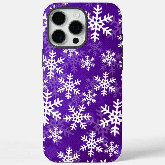 Purple and White Snowflakes Case-Mate iPhone Case (Back)