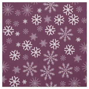 Purple and White Snowflakes Pattern Fabric
