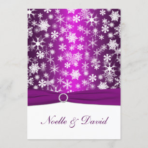 Purple and White Snowflakes Wedding Invitation