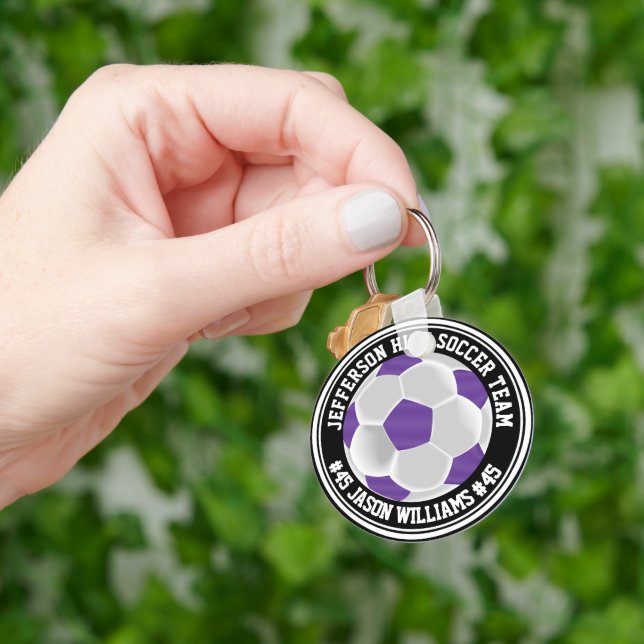 Purple and White Soccer ⚽ Keychain (Hand)