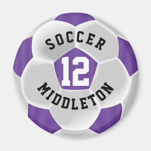 Purple and White ⚽ Soccer Sport Ball Magnet