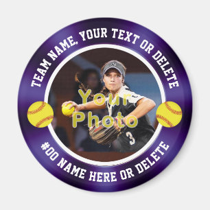Purple and White, Softball Themed Party Favours Magnet