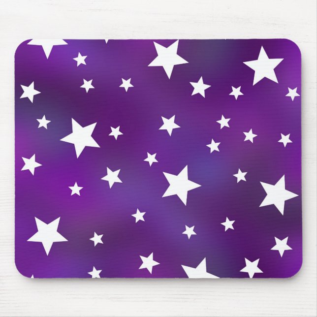 Purple and White Star Pattern Mouse Pad (Front)