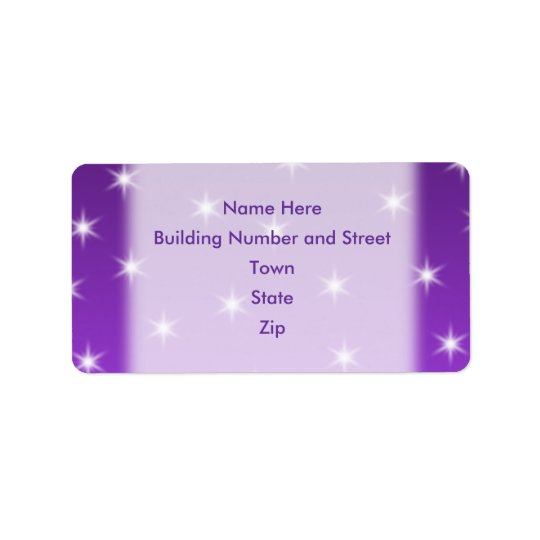 Purple and White Stars, Pattern. Address Label
